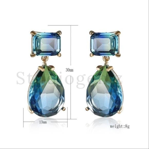 ❗️restocked❗️new Stunning Blue Green Tourmaline Teardrop Earrings - Picture 5 of 8